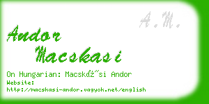 andor macskasi business card